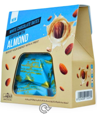 Pitted Dates Stuffed with Almonds and Covered with White Chocolate - 250 Grams