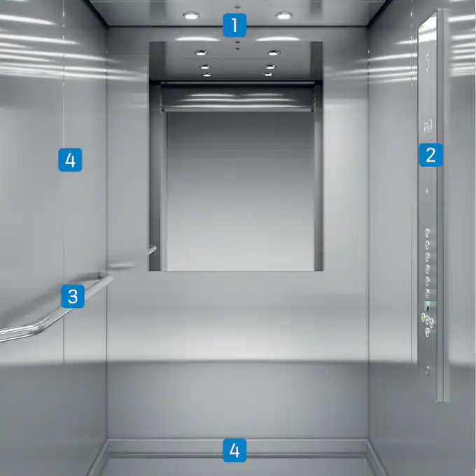 Car interior options for firefighters elevators