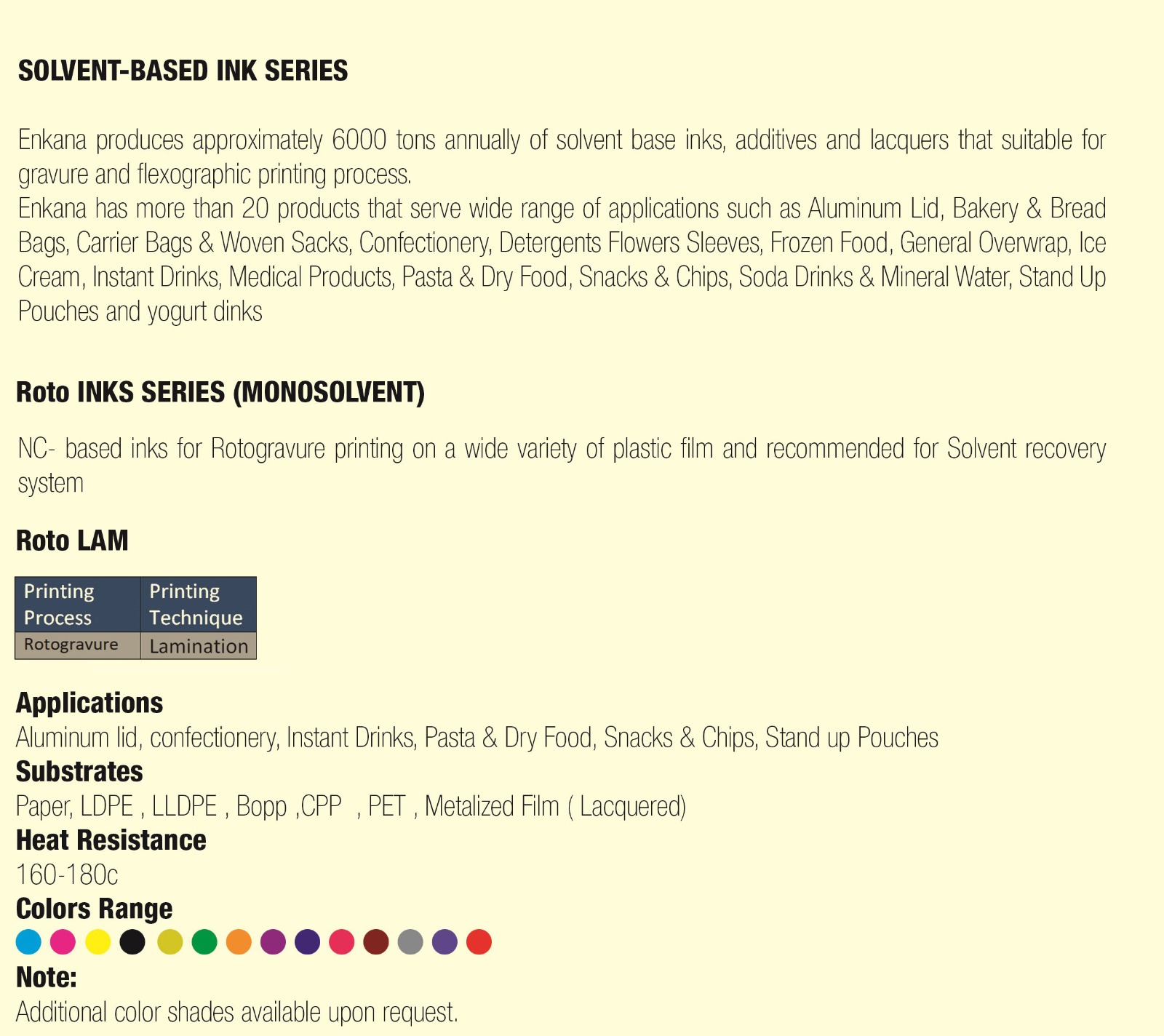 SOLVENT-BASED INK SERIES